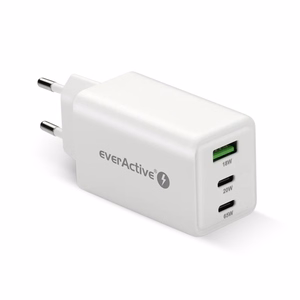 GaN lādētājs 1 x USB, 2 x USB-C Quick Charge 4+ 65W balts