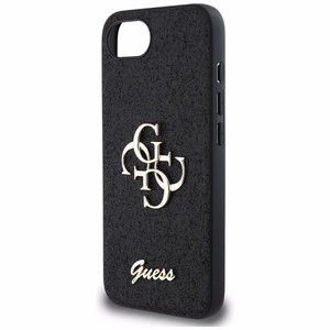 Guess Fixed Glitter Big 4G viedtālruņa apvalks iPhone 16e - melns