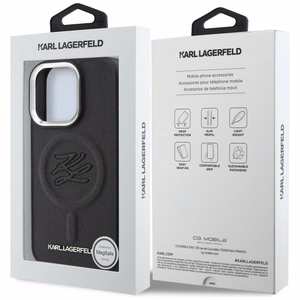 Karl Lagerfeld Initial & Metal Logo MagSafe Case for iPhone 16 Pro - Black