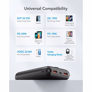 VEGER portatīvais lādētājs 20000 mAh PD QC3.0 2A 22,5W S20 (W2053) melna