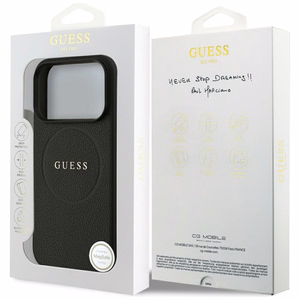 Guess Grained Gold Ring MagSafe maciņš modelim iPhone 18 Pro / 17 Pro – krāsa: melna