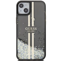 Guess Liquid Glitter Gold Stripes viedtālruņa apvalks iPhone 15 / 14 / 13 - melns