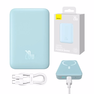 Powerbank Baseus Magnetic Mini 10000mAh, USB-C 20W MagSafe (zils)