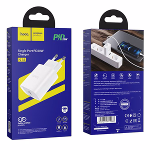 Tālruņa lādētājs Hoco USB C PD 20W N14 balts