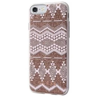 Guess GUHCP7TGTA iPhone 7/8/SE 2020/ SE 2022 taupe cietais maciņš Aztec Tribal 3D