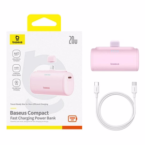 Portatīvais lādētājs OS-Baseus Compact IP 5000mAh 20W (rozā)