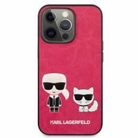 Karl Lagerfeld Ikonik Karl&Choupette apvalks iPhone 13 Pro / iPhone 13 - fuksijas krāsas apvalks