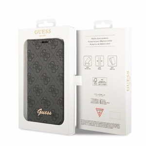 Guess GUBKP14SHG4SHK iPhone 14 6.1 "melna / melna grāmata 4G Vintage Gold Logo