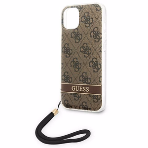 Guess GUOHCP14MH4STW iPhone 14 Plus 6.7 "brūns / brūns cietais apvalks 4G druka Siksna