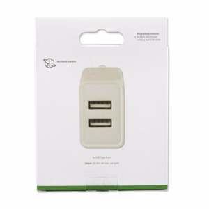 Wall Charger (without cable) VoltPlug Dual 12W, white