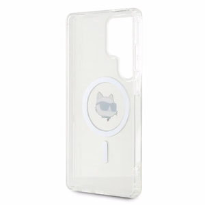 Karl Lagerfeld pogu Choupette Head izdrukātais logotips Magnētiskais viedtālruņa apvalks Samsung Galaxy S25 Ultra balts