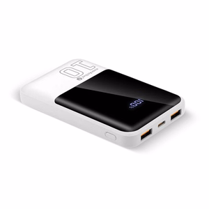 Ārējā baterija 10 000mAh, 2x USB, 1x USB-C 22,5W, QC4+, LCD ekrāns, balta