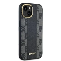 DKNY Ādas rūtainais magnētiskais apvalks iPhone 15 Plus / 14 Plus - melns