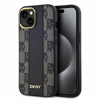 DKNY Ādas rūtainais magnētiskais apvalks iPhone 14/15/13 - melns