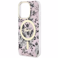 Guess GUHMP14XHCFWSP iPhone 14 Pro Max 6.7" rozā cietais viedtālruņa apvalks Flower Magnētiskais