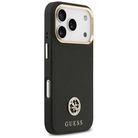Guess Graudains Strass Logotips Magnētiskais viedtālruņa apvalks iPhone 17 Pro - melns