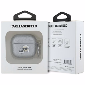 Karl Lagerfeld Monogramma Karl & Choupette galvas viedtālruņa apvalks AirPods 4 - sudraba