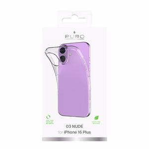 Puro 03 Nude silikona viedtālruņa apvalks iPhone 16 Plus - caurspīdīgs
