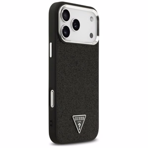 Guess Glitter Triangle Logo MagSafe Чехол для iPhone 17 Pro Max - чёрный