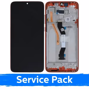 LCD ekrāns saderīgs ar Xiaomi Redmi Note 8 Pro ar rāmi koraļļu oranžs (Service Pack)
