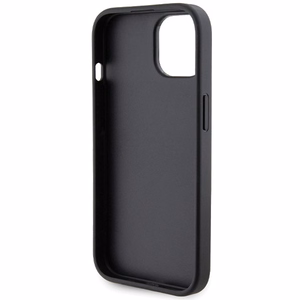 Ferrari Grip Stand Metal Logo apvalks iPhone 15 – melns