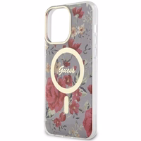 Guess GUHMP14XHCFWSA iPhone 14 Pro Max 6.7" zaļš cietais viedtālruņa apvalks Flower Magnētiskais