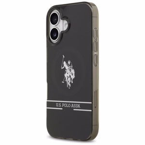 US Polo DH un apakšējās joslas logotips Magnētiskais apvalks iPhone 17 - melns