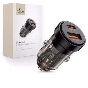 Tech-Protect CC03 45W auto lādētājs 2 porti USB-A / USB-C melns