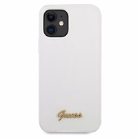 Guess GUHCP12SLSLMGWH iPhone 12 mini 5.4" balts/balts cietais apvalks Metal Logo Script