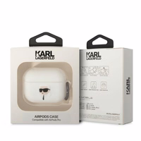 Karl Lagerfeld KLAPRUNIKH AirPods Pro apvalks balta/balta silikona Karl galvas 3D
