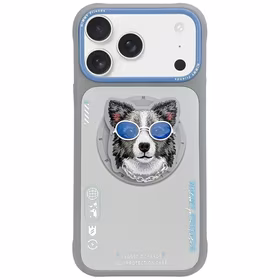 NIMMY viedtālruņa apvalks GLASSES COOL DOG saderīgs ar MagSafe priekš IPHONE 17 Pro Max pelēks