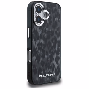 Karl Lagerfeld IML Leopard Pattern MagSafe macins iPhone 16 - melns