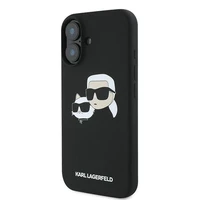 Karl Lagerfeld silikona viedtālruņa apvalks Nauble Heads Print Magnētiskais iPhone 16 Plus - melns
