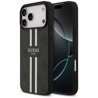 GUESS viedtālruņa apvalks IPHONE 17 Pro Max, saderīgs ar MagSafe GUHMP17XP4RPSK (4G Printed Stripes), melns