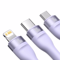 Baseus Kabelis Flash Series II 3 vienā - Type-C uz Type-C, Lightning, Micro USB - 100W 1,5 m (CASS030205) violets