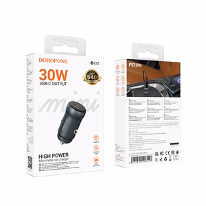 Borofone Auto lādētājs BZ32 Fresh - C tipa - PD 30W pelēks