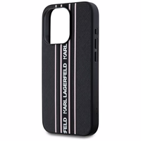 Karl Lagerfeld Saffiano Athleisure Stripes Cord viedtālruņa apvalks iPhone 15 Pro - rozā