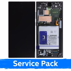 LCD Displejs Samsung S918 S23 Ultra ar rāmi / Phantom Melns (Sarkans)(Grafīts) / (Service Pack) +IEKĻAUJOT BATERIJU