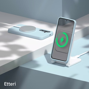 Силиконовый чехол Etteri Mag для Samsung Galaxy S25 Edge голубой