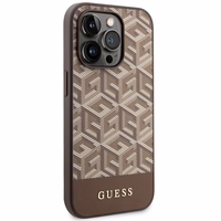 Guess GUHMP14XHGCFSEW iPhone 14 Pro Max 6.7" brūns/brūns cietais apvalks GCube Stripes MagSafe