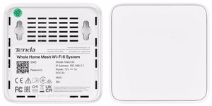 Tenda MX3 (2-pack) AX1500 divjoslu (2,4 GHz/5 GHz) Wi-Fi 6 (802.11ax) Mesh sistēma, 1 LAN ports, iekšējās antenas, balta
