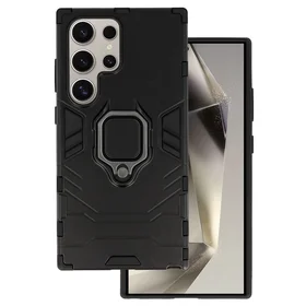 Gredzena bruņu viedtālruņa apvalks Samsung Galaxy S24 Ultra melns