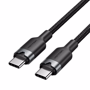 Vention USB-C uz C kabelis, pīts, 3A, 480Mbps, 60W, 2m, melns