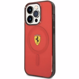 Ferrari FEHMP14XURKR iPhone 14 Pro Max 6.7" sarkans cietais viedtālruņa apvalks daļēji caurspīdīgs magnētiskais (MagSafe)