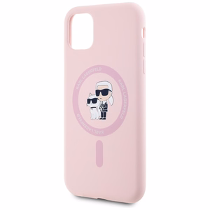 Karl Lagerfeld silikona Karl&Choupette Magnētiskais viedtālruņa apvalks iPhone 11 - rozā