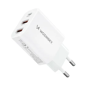 Wozinsky CWCUCW 30W USB-C / 2 x USB-A sienas lādētājs - balts