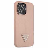 Guess GUHCP13LPSATLP iPhone 13 Pro / 13 6.1" rozā cietais apvalks SaffianoTriangle logotips