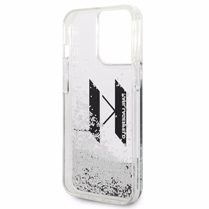 Karl Lagerfeld Liquid Glitter Big KL viedtālruņa apvalks iPhone 14 Pro - sudraba