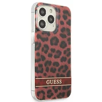 Guess GUHCP13LHSLEOR iPhone 13 Pro / 13 6.1" sarkans/sarkans cietais apvalks Leopards