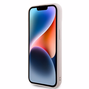 Karl Lagerfeld 3D gumijas spīdīgs logotips viedtālruņa apvalks iPhone 15 Plus - rozā